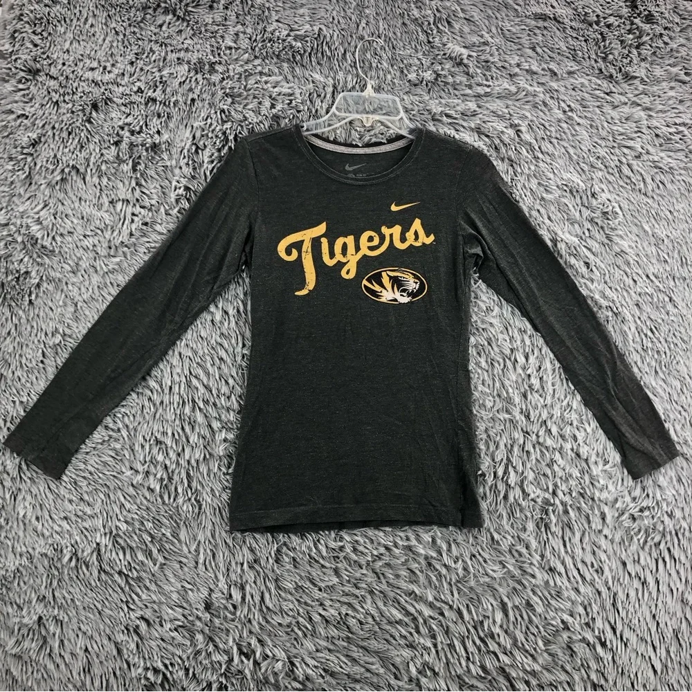 Nike Shirt Mizzou Missouri Tigers Womens Medium Slim Fit Swoosh Long Sleeve